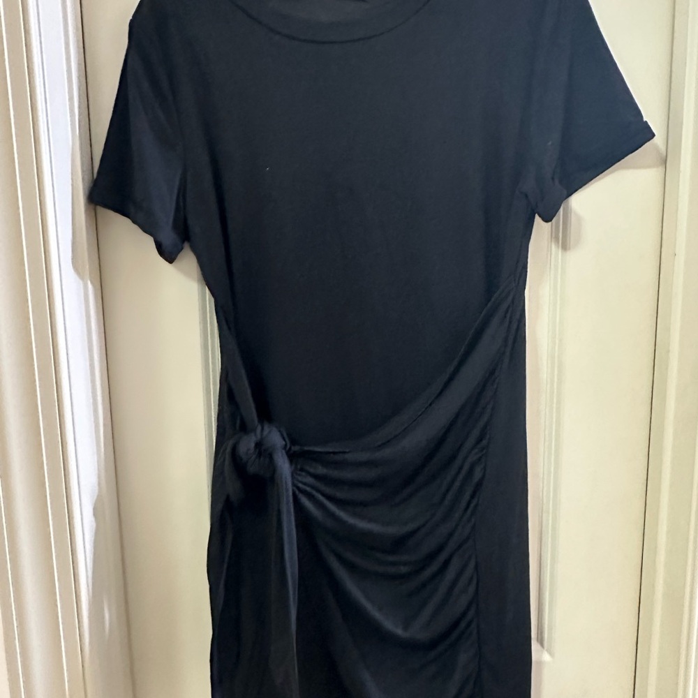 Black Short Sleeve Dress with Side Knot